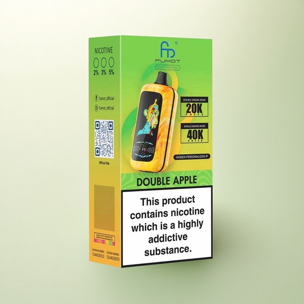 Fumot Digital Monkey 20000/40000 Puffs Maçã Dupla com Dual Mesh Coil e 850mAh