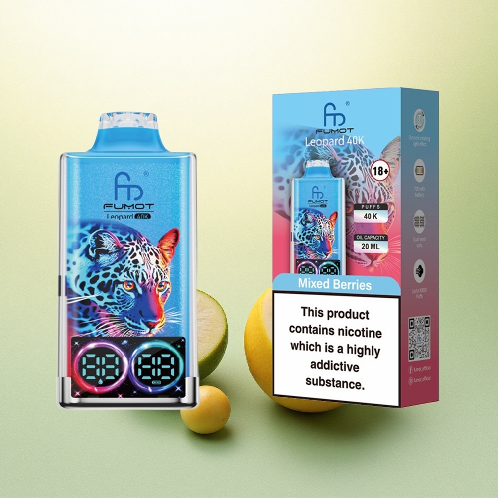 Fumot Leopard 40K Puffs Framboesas Mistas 5% Nicotina 700mAh Dual Mesh
