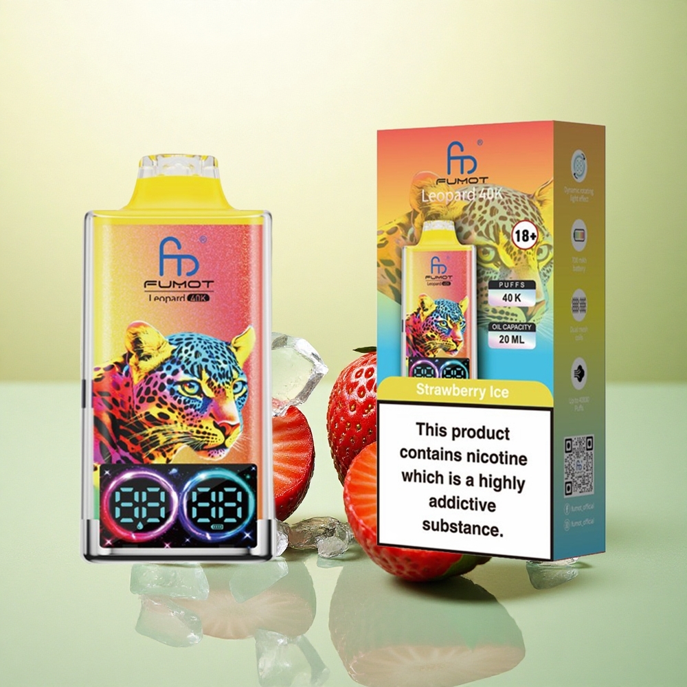 Fumot Leopard 40K Puffs Morango Gelo 5% Nicotina 700mAh Dual Mesh