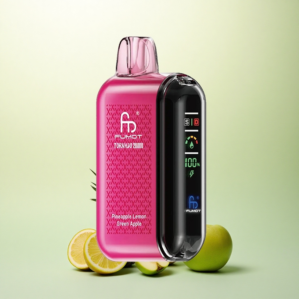 Fumot Tornado 20000 Puffs Abacaxi Limão Maçã Verde com Dual Mesh Coil e 850mAh
