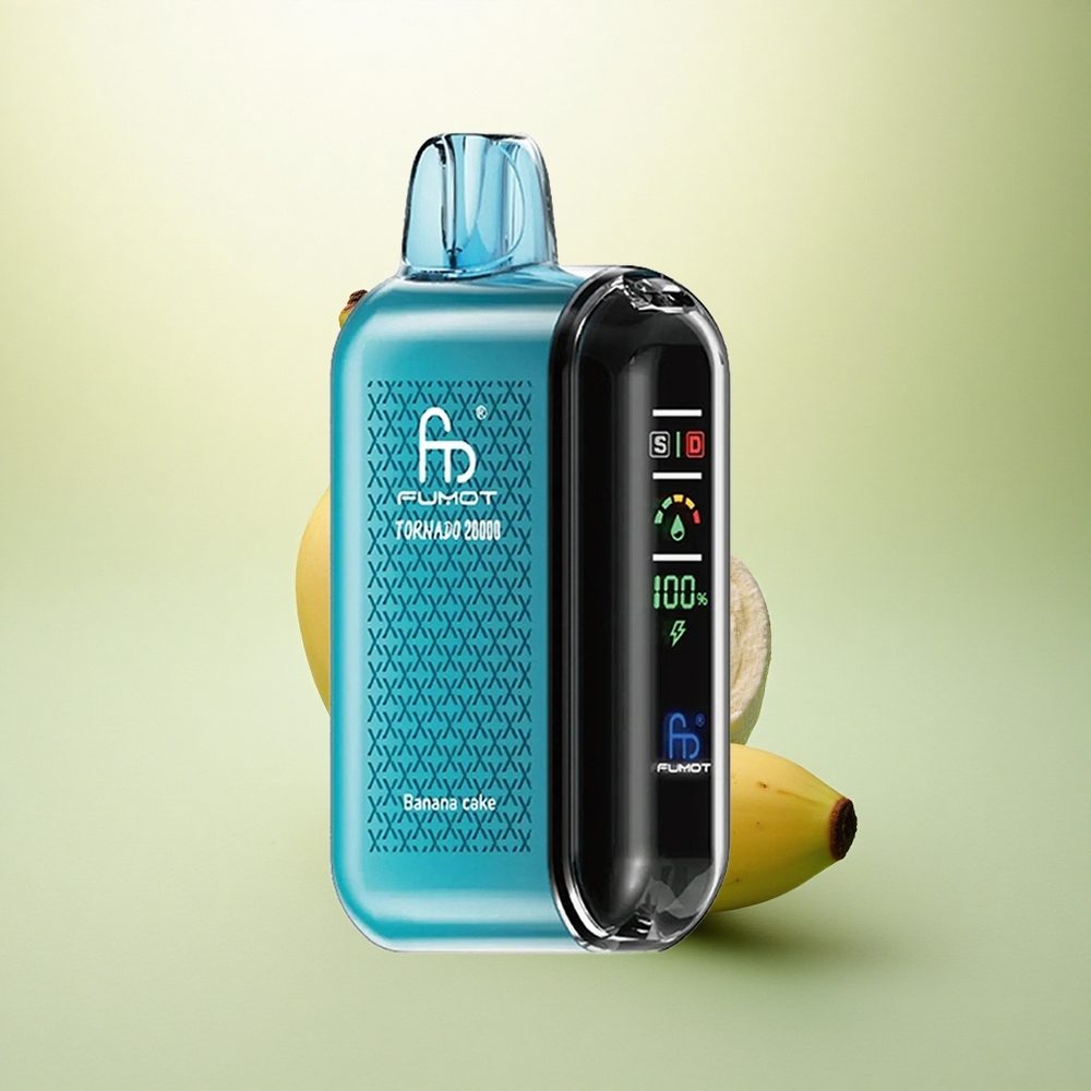 Fumot Tornado 20000 Puffs Bolo de Banana com Dual Mesh Coil e 850mAh