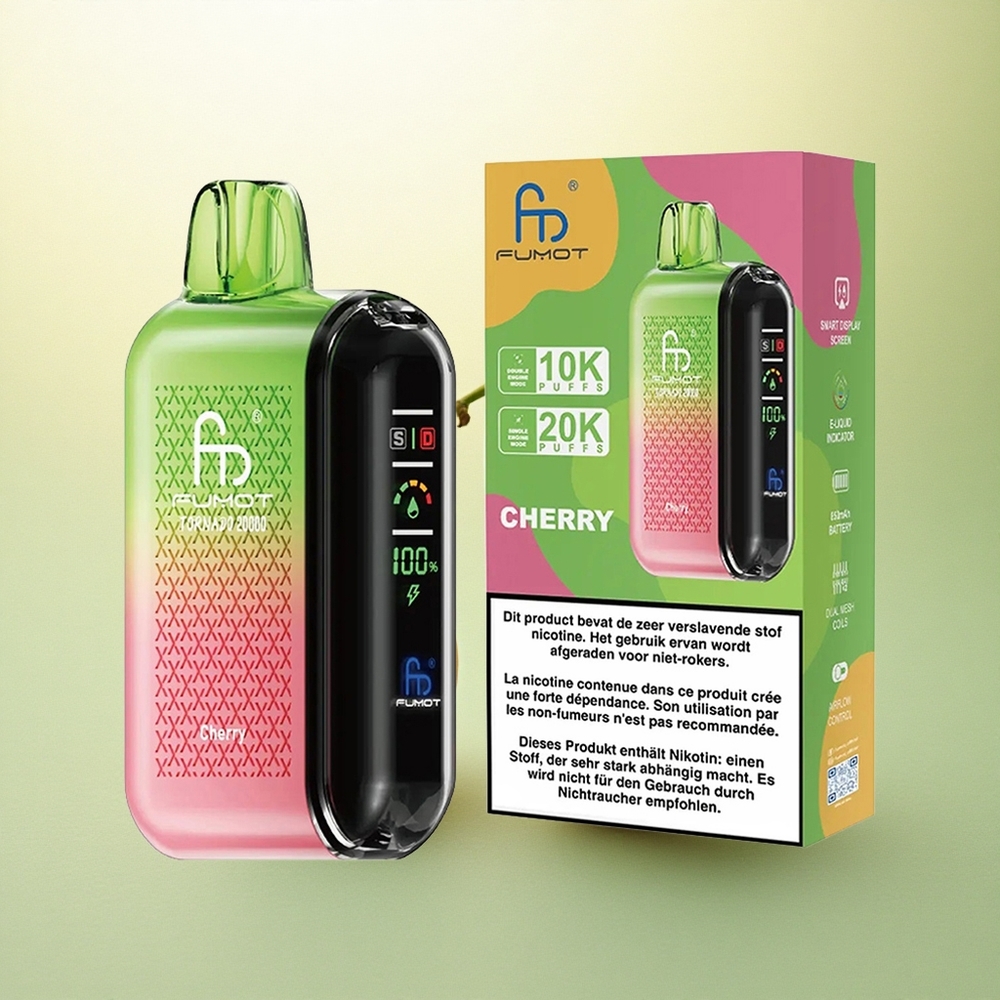 Fumot Tornado 20000 Puffs Cereja Dual Mesh 20ml 850mAh