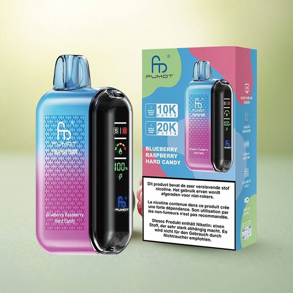 Fumot Tornado 20000 Puffs Doce de Framboesa e Mirtilo com Nicotina 2% e Bateria 850mAh