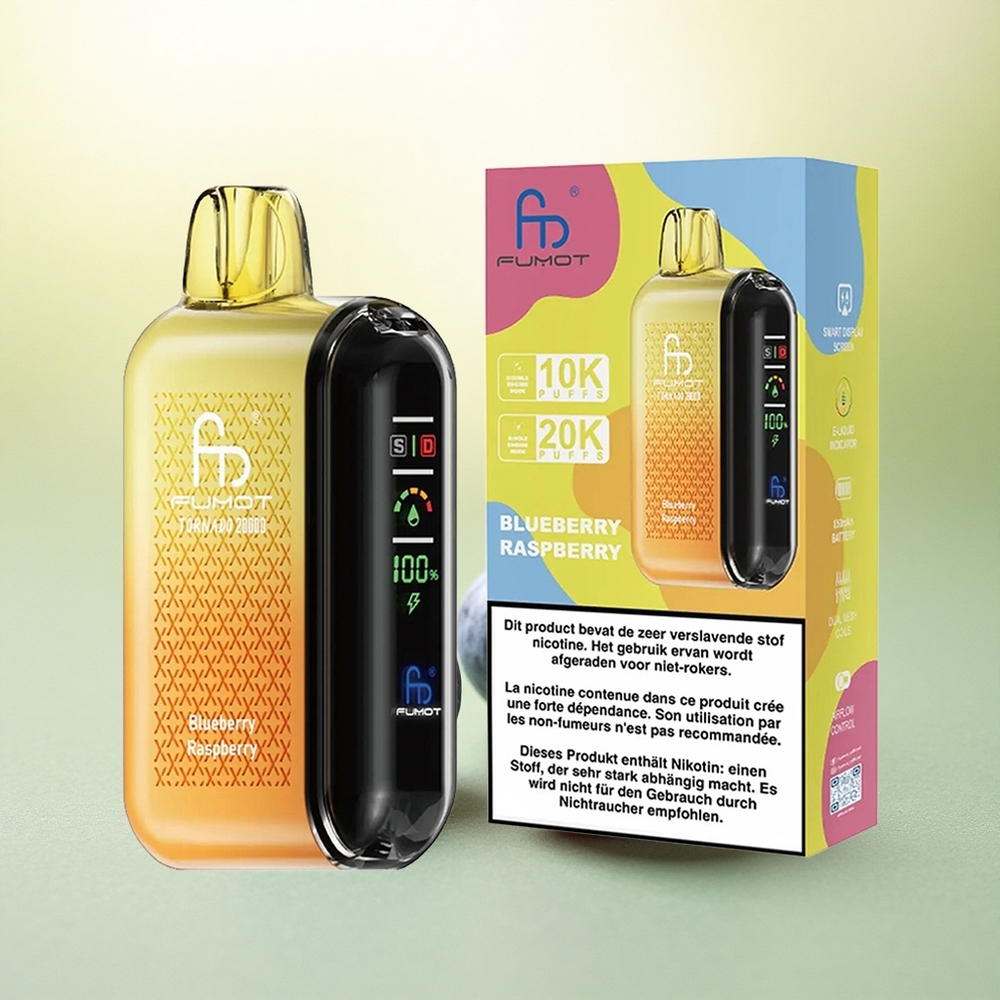 Fumot Tornado 20000 Puffs Mirtilo Framboesa com Dual Mesh Coil e 850mAh