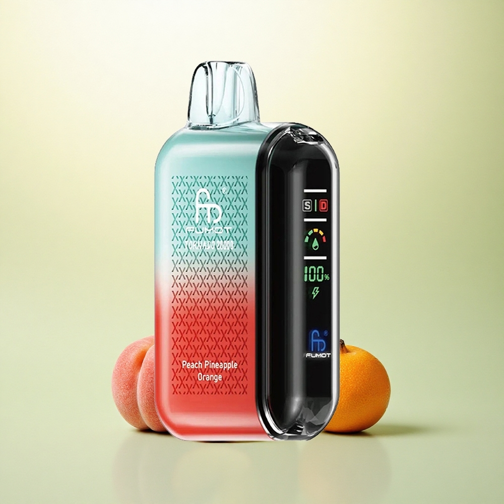 Fumot Tornado 20000 Puffs Pêssego Abacaxi Laranja com Bateria 850mAh e 2% Nicotina