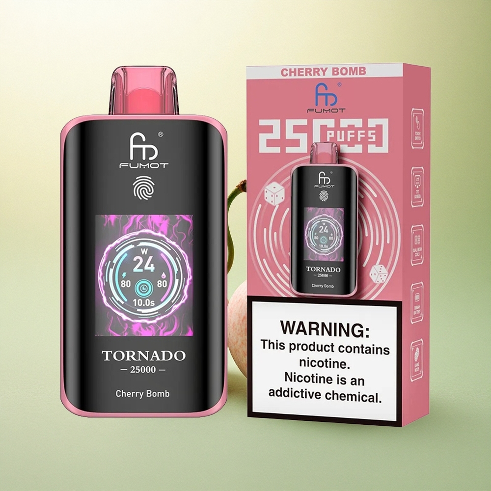 Fumot Tornado 25000 Puffs Bomba Cereja HD Tela 700mAh 20ml Nicotina
