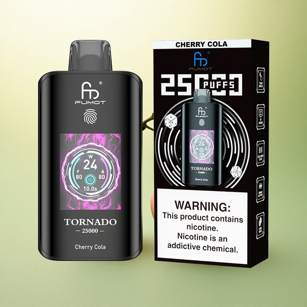 Fumot Tornado 25000 Puffs Cherry Cola Tela HD Bateria 700mAh Nicotina 5%