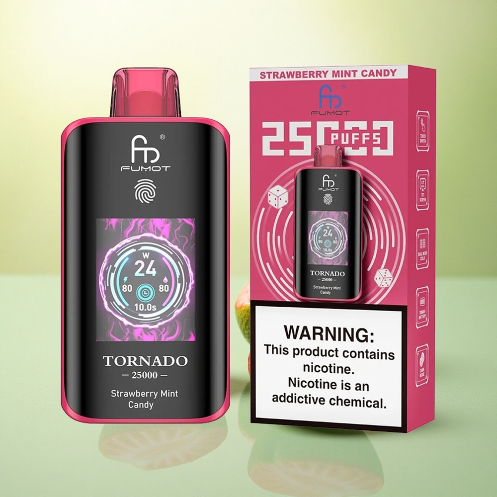 Fumot Tornado 25000 Puffs Doce de Morango com Menta e Bateria 700mAh