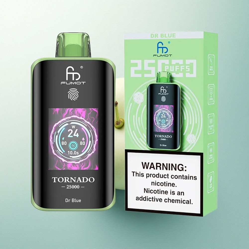 Fumot Tornado 25000 Puffs Dr Blue Tela HD Bateria 700mAh Nicotina 0/2%/3%/5%