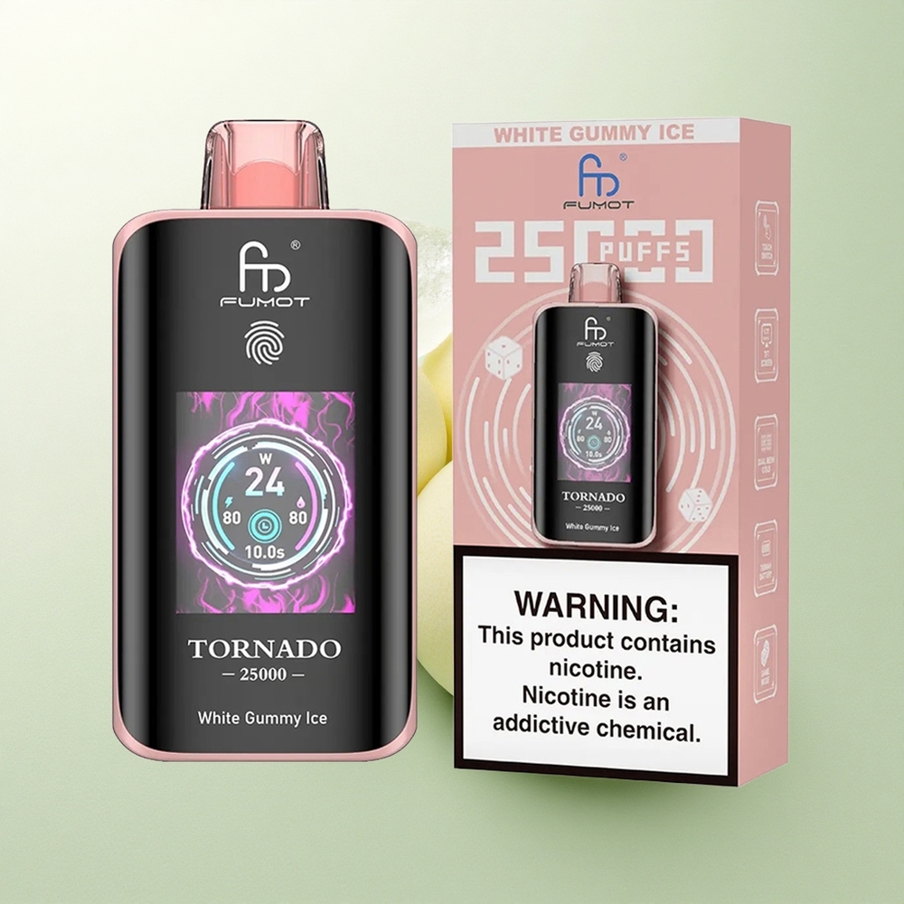 Fumot Tornado 25000 Puffs Goma Branca Gelada com Tela HD e 700mAh