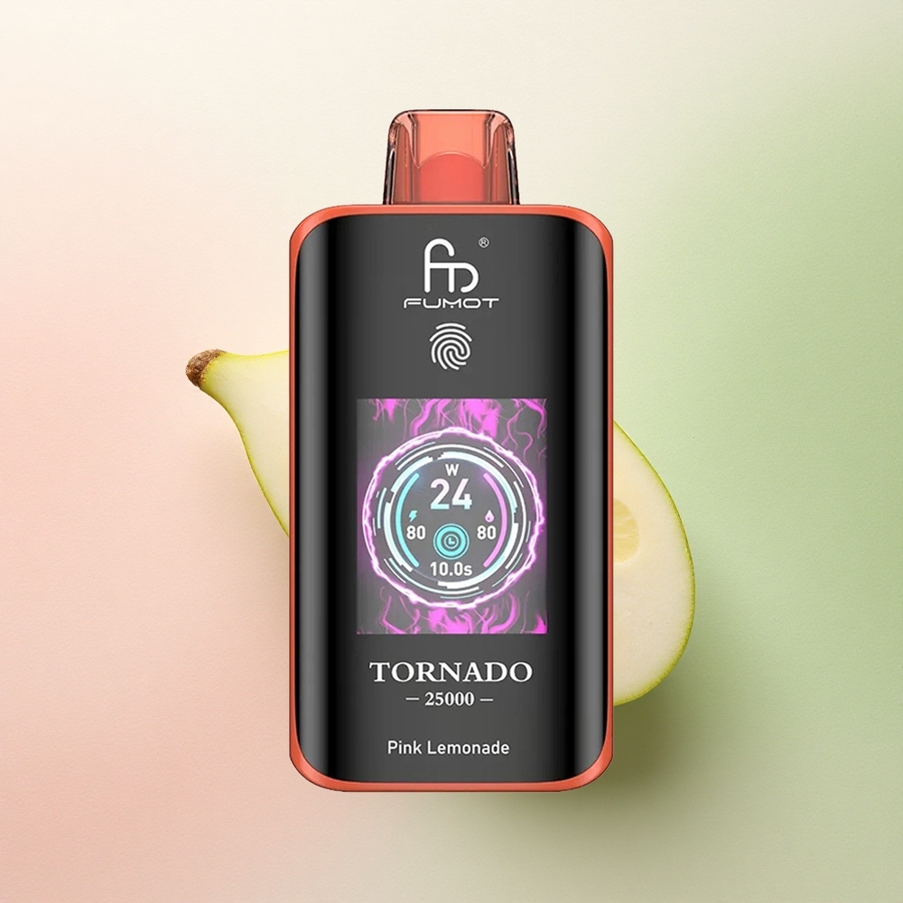 Fumot Tornado 25000 Puffs Limão Rosa HD com Tela 700mAh