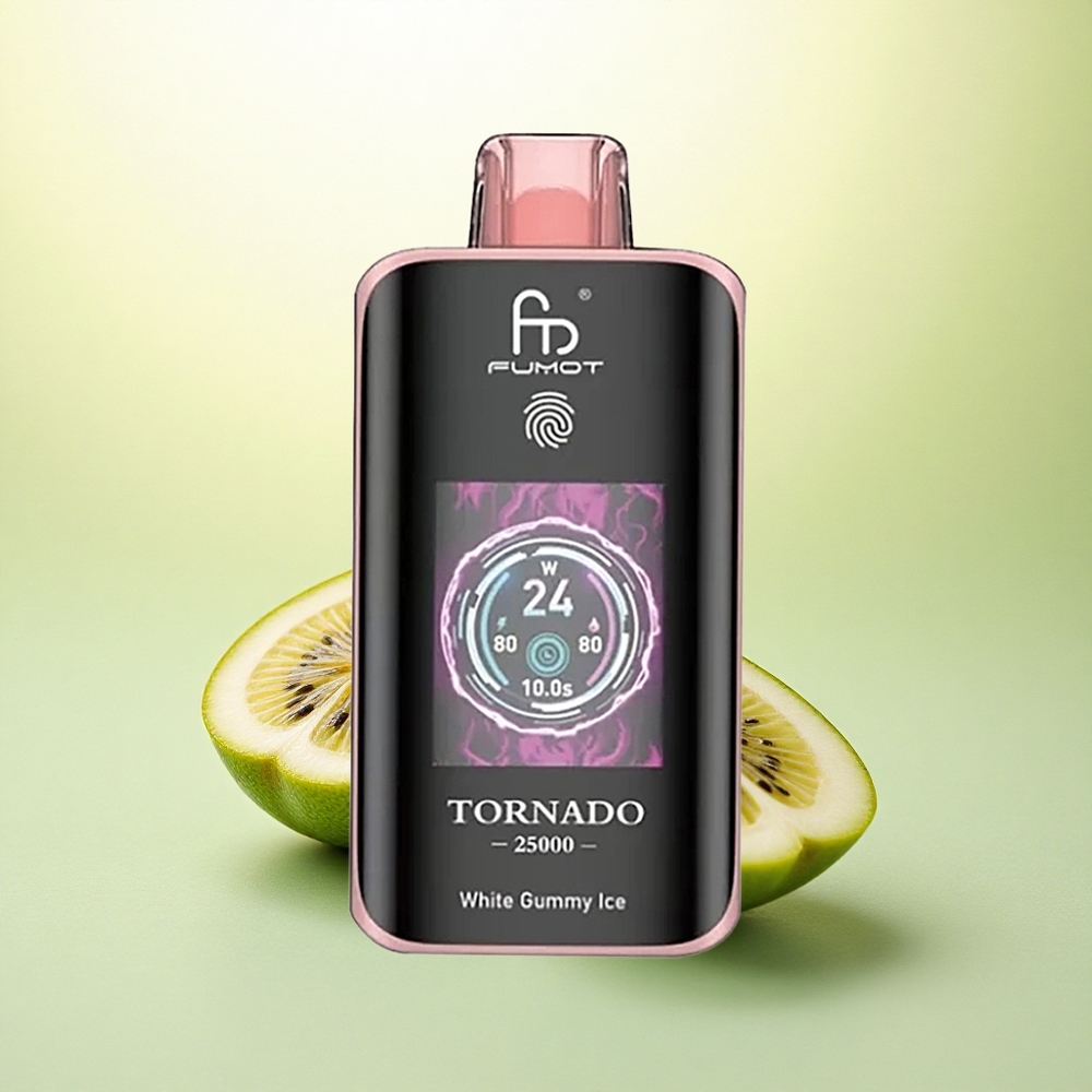 Fumot Tornado 25000 Puffs Maracujá Kiwi Goiaba Tela HD Bateria 700mAh Nicotina 2%
