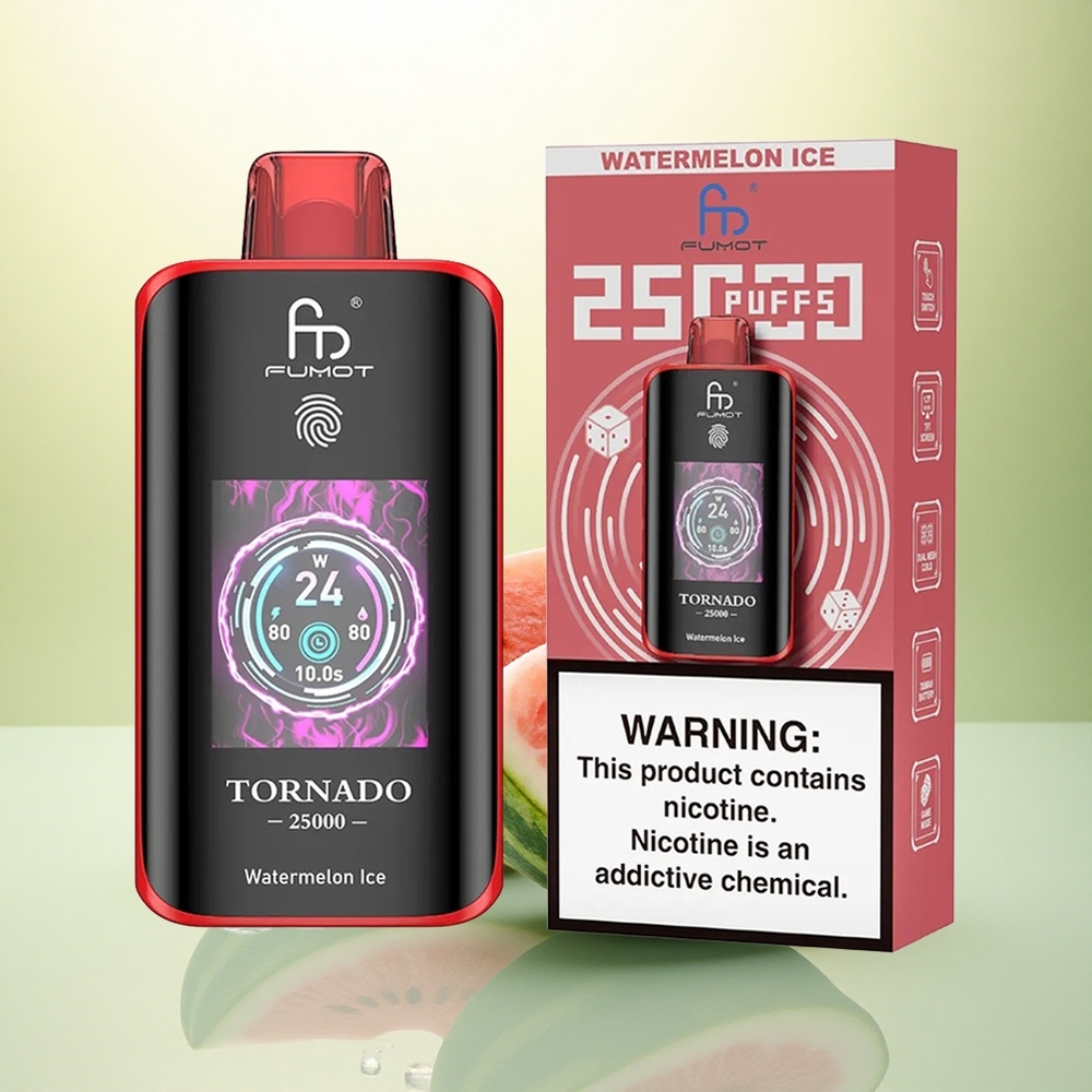 Fumot Tornado 25000 Puffs Melancia Gelo com Tela HD e Bateria 700mAh