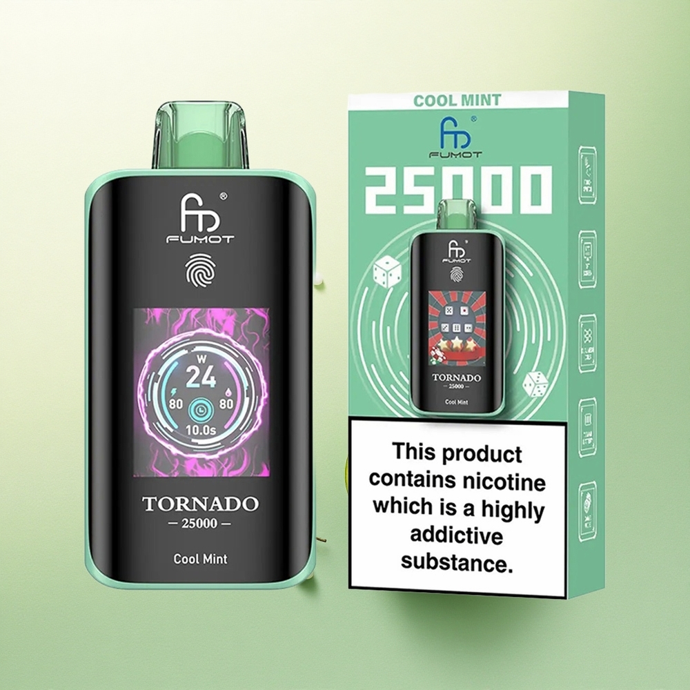 Fumot Tornado 25000 Puffs Menta Refrescante com Tela HD e Bateria 700mAh