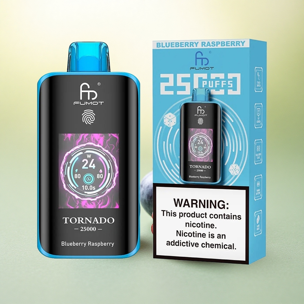 Fumot Tornado 25000 Puffs Mirtilo Framboesa com Tela HD e Bateria 700mAh