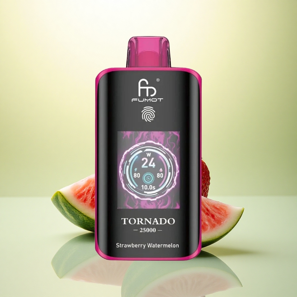 Fumot Tornado 25000 Puffs Morango Melancia com Tela HD e Bateria 700mAh