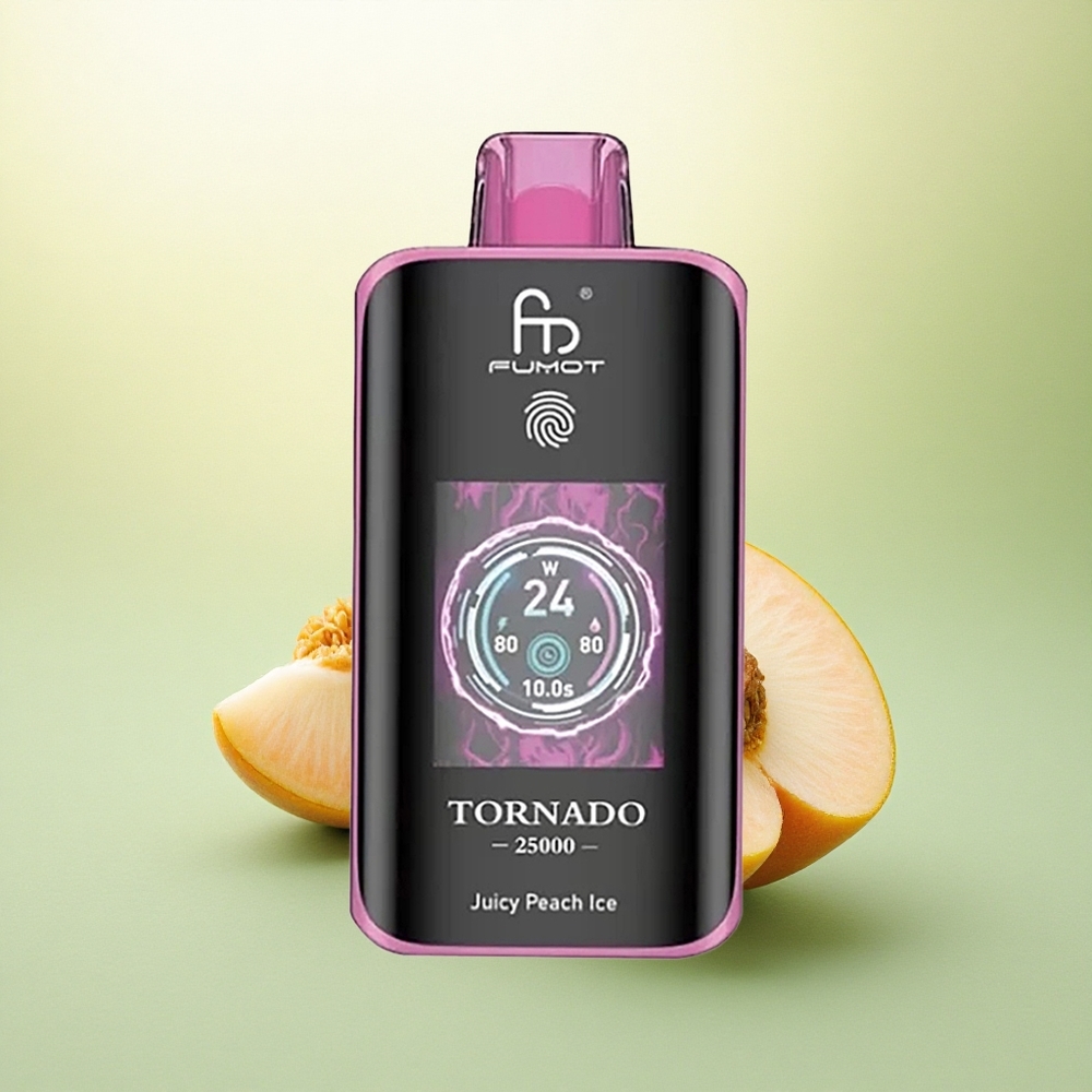 Fumot Tornado 25000 Puffs Pêssego Suculento Gelo com Tela HD e 700mAh