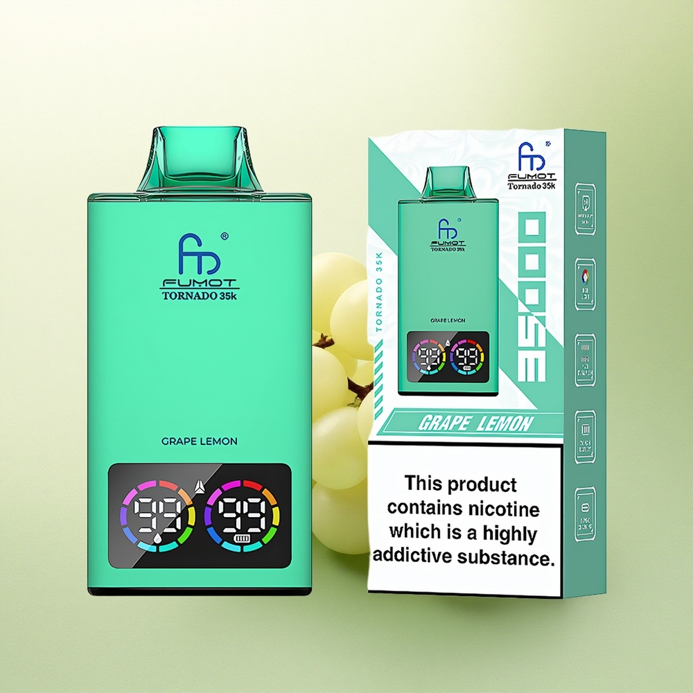 Fumot Tornado 35000 Puffs Limão Uva Dual Mesh 15ml 700mAh