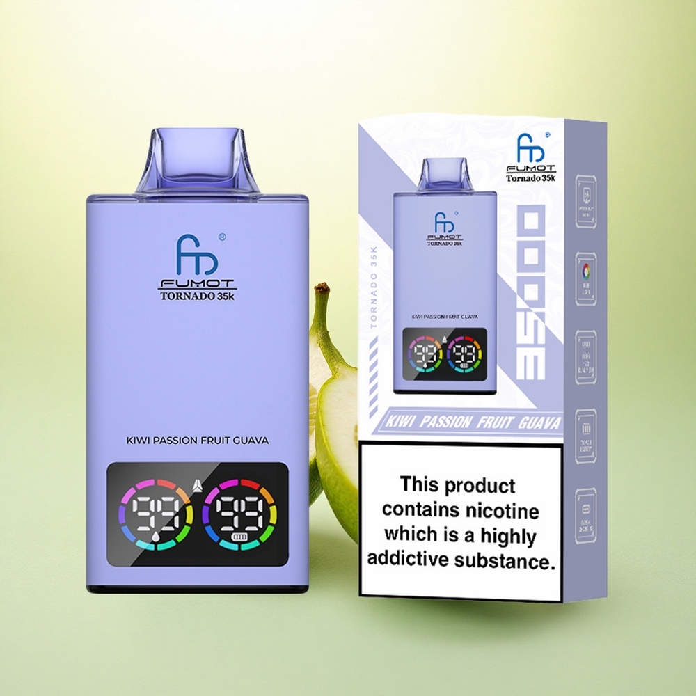 Fumot Tornado 35000 Puffs Maracujá Kiwi Goiaba com Bateria 700mAh e Carregamento Rápido