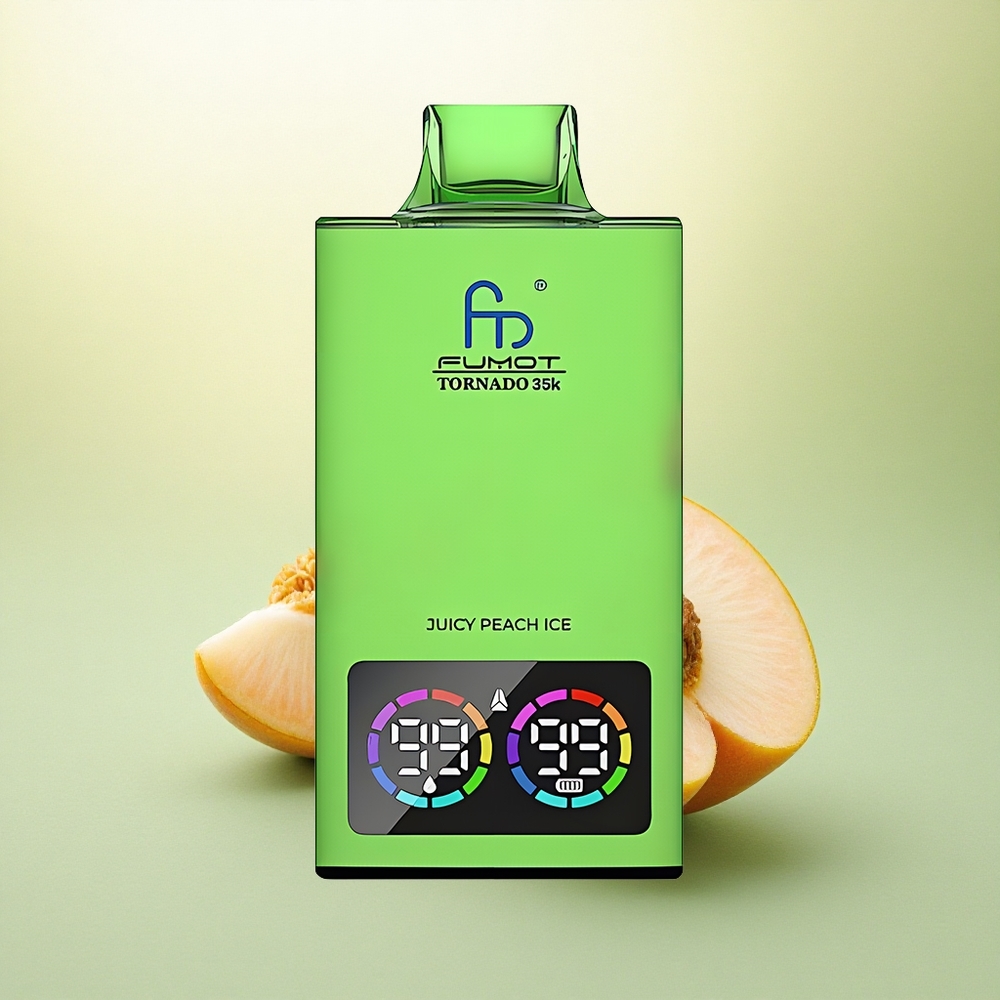 Fumot Tornado 35000 Puffs Pêssego Suculento Gelo com Dual Mesh e 700mAh