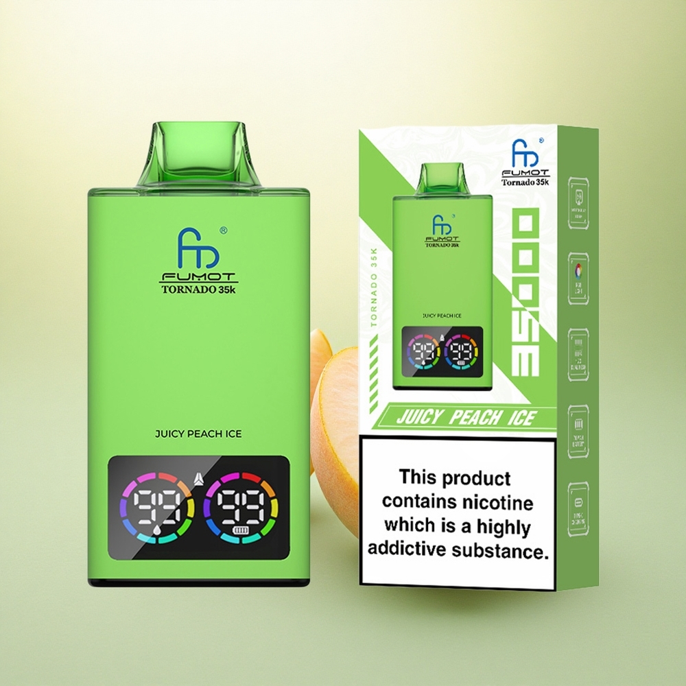 Fumot Tornado 35000 Puffs Pêssego Suculento Gelo com Dual Mesh e 700mAh