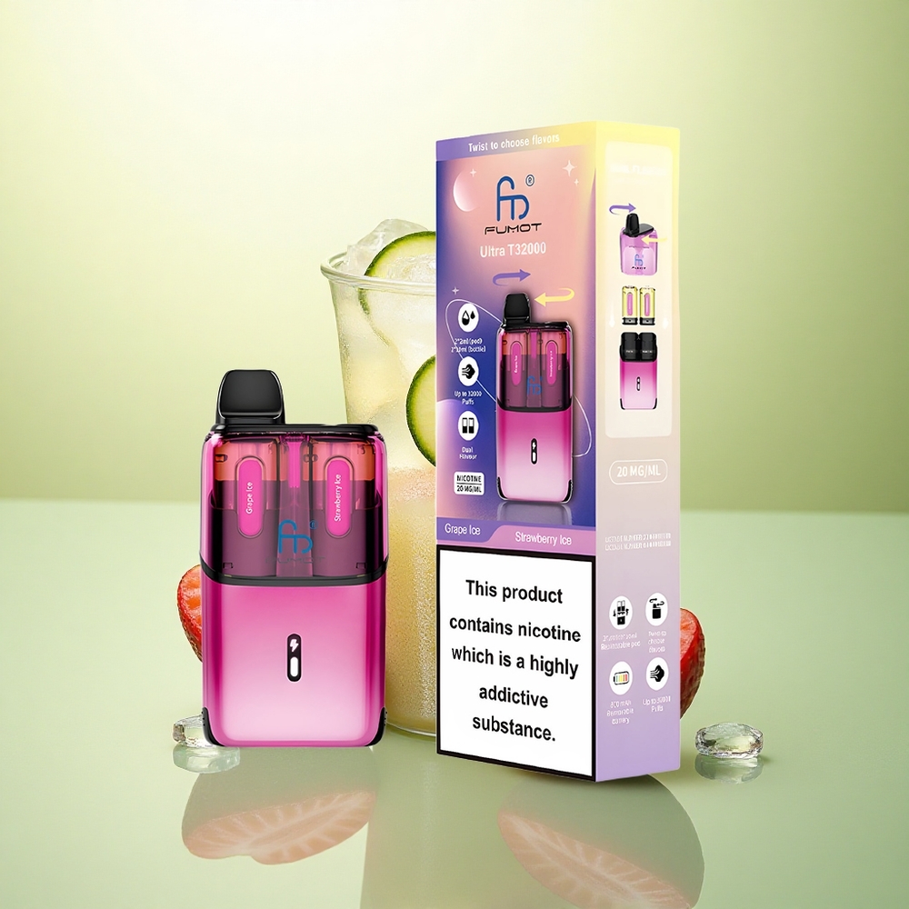 Fumot Ultra T32000 Puffs Gelado de Uva - Gelado de Morango com 20mg de Nicotina e 800mAh