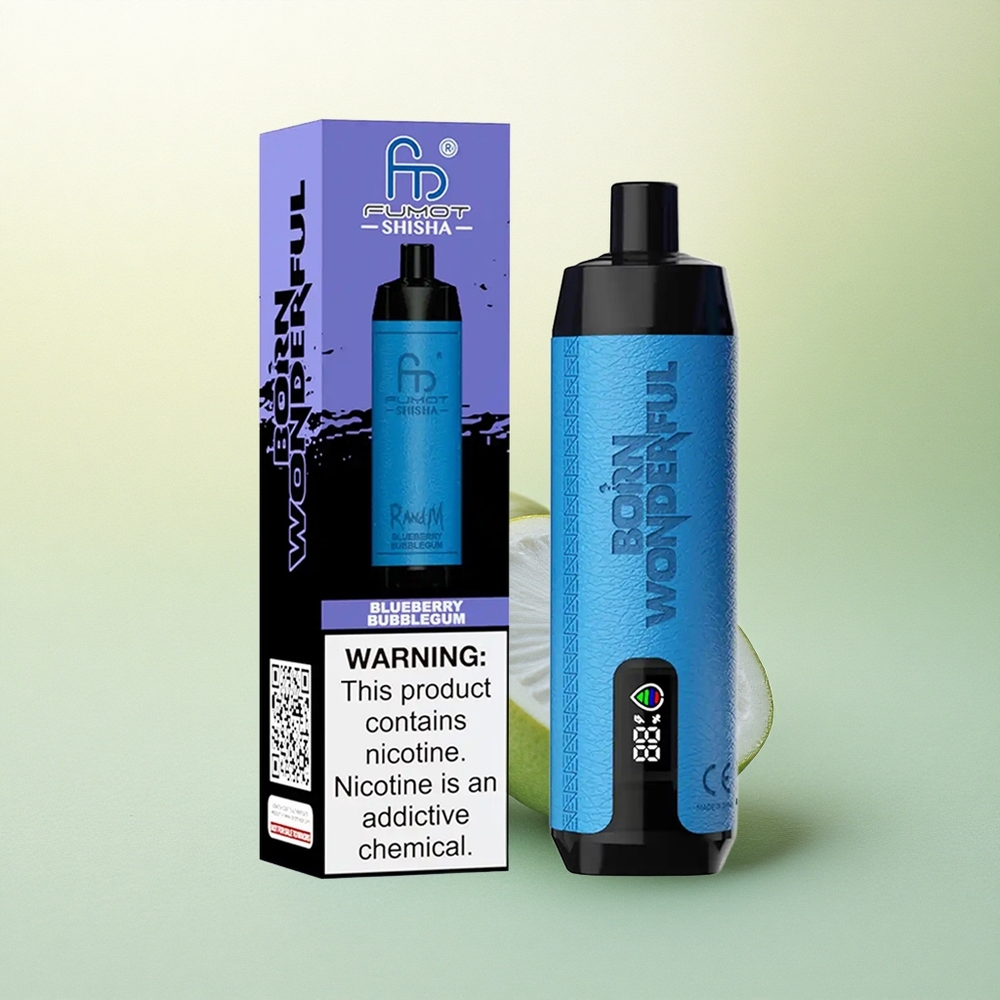 RandM Fumot Shisha 10000 Puffs Chiclete de Mirtilo com Indicador LED e Bateria 850 mAh