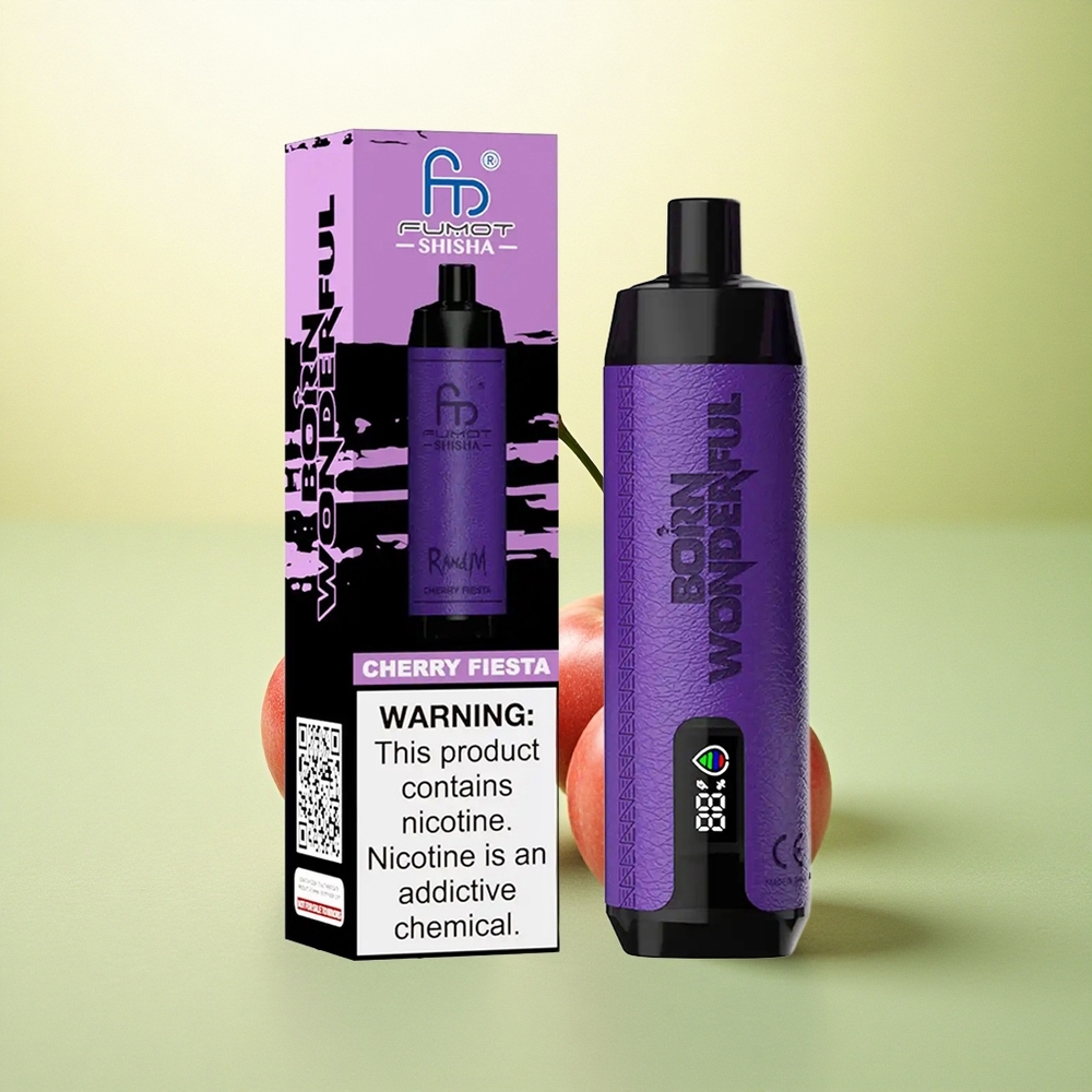 RandM Fumot Shisha 10000 Puffs Festa da Cereja com Indicador LED e 18ml