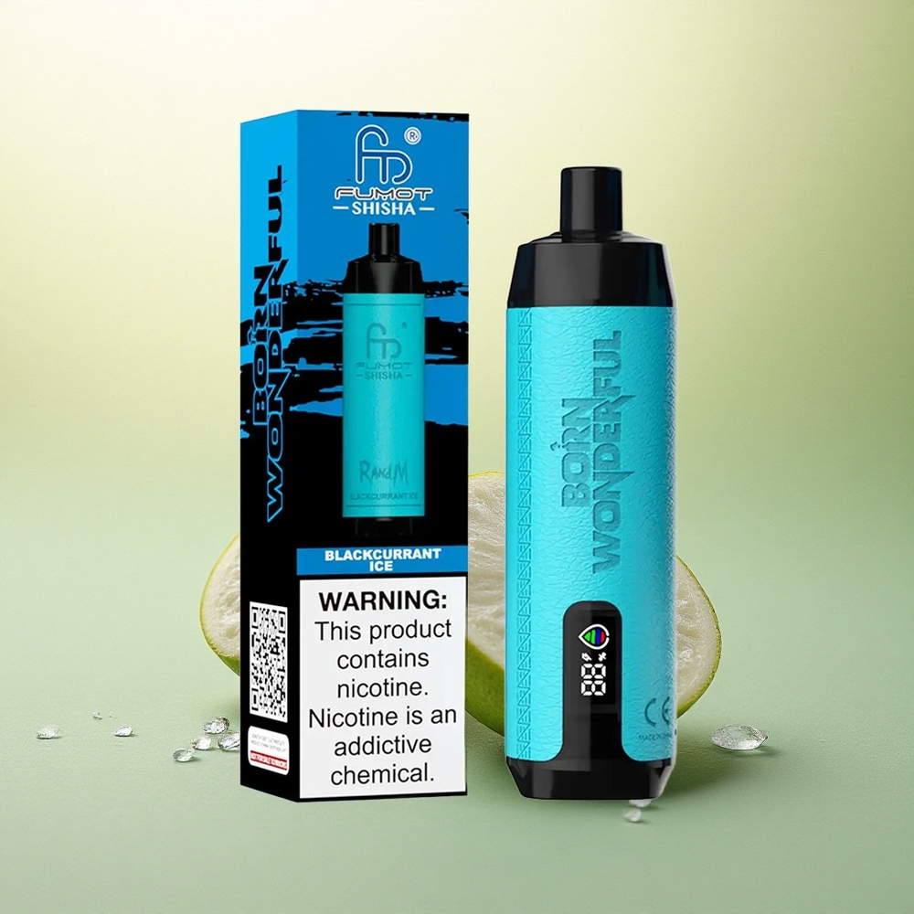 RandM Fumot Shisha 10000 Puffs Gelado de Groselha Negra com 18ml e 0,5% Nicotina