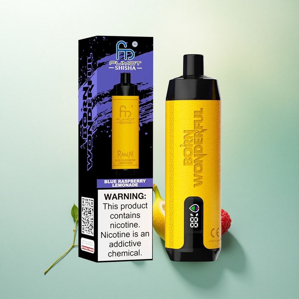RandM Fumot Shisha 10000 Puffs Limão Framboesa Azul com Indicador LED e 0,5% Nicotina