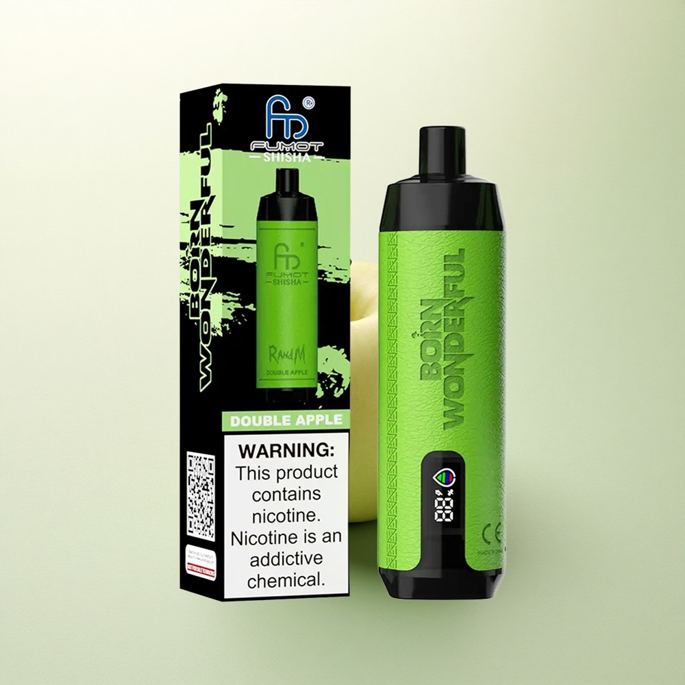 RandM Fumot Shisha 10000 Puffs Maçã Dupla com Indicador LED e Bateria 850 mAh