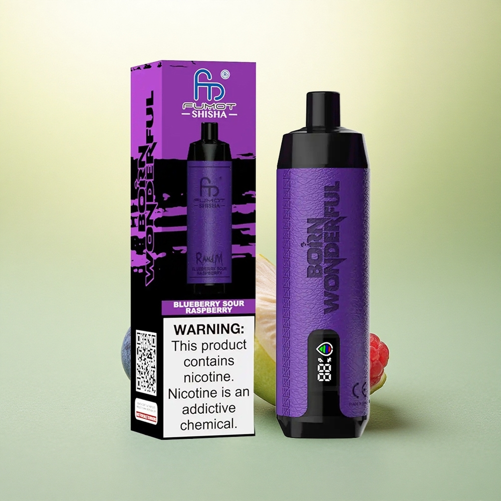 RandM Fumot Shisha 10000 Puffs Mirtipo Azedo Framboesa com 0,5% Nicotina e 850 mAh