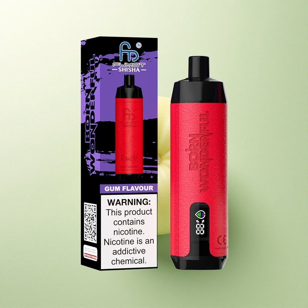 RandM Fumot Shisha 10000 Puffs Sabor de Chiclete com LED, 18ml e 0,5% Nicotina