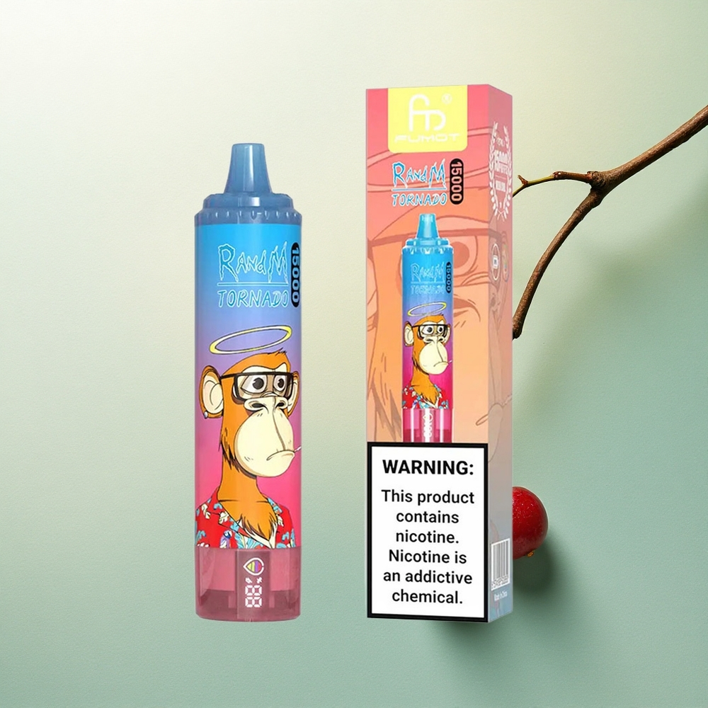 RandM Fumot Tornado 15000 Puffs Cereja Framboesa Azul com 5% Nicotina e 850mAh