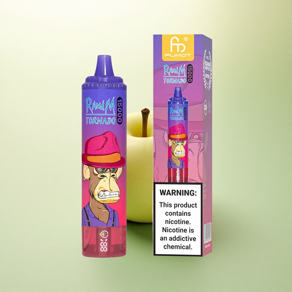 RandM Fumot Tornado 15000 Puffs Maçã Verde Ácida com LCD e 25ml