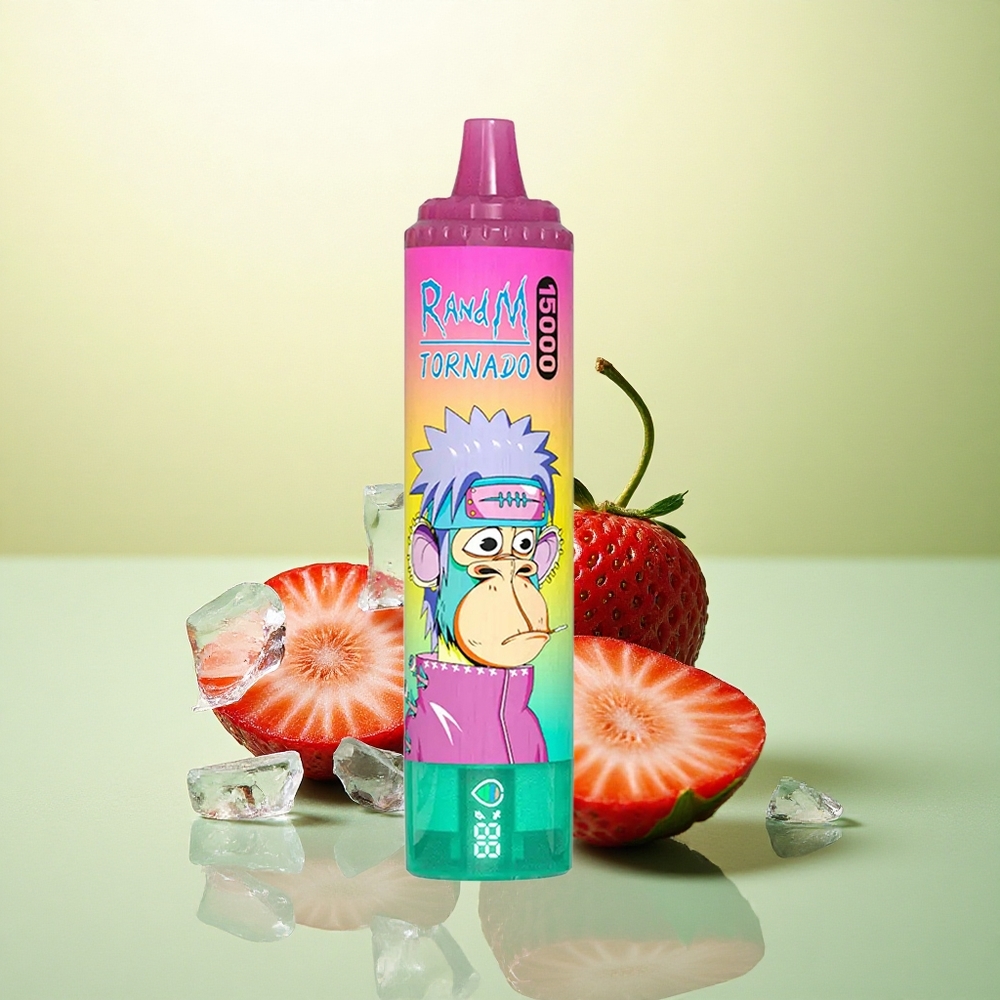 RandM Fumot Tornado 15000 Puffs Morango Gelado 25ml Tipo-C Recarregável 5% Nicotina