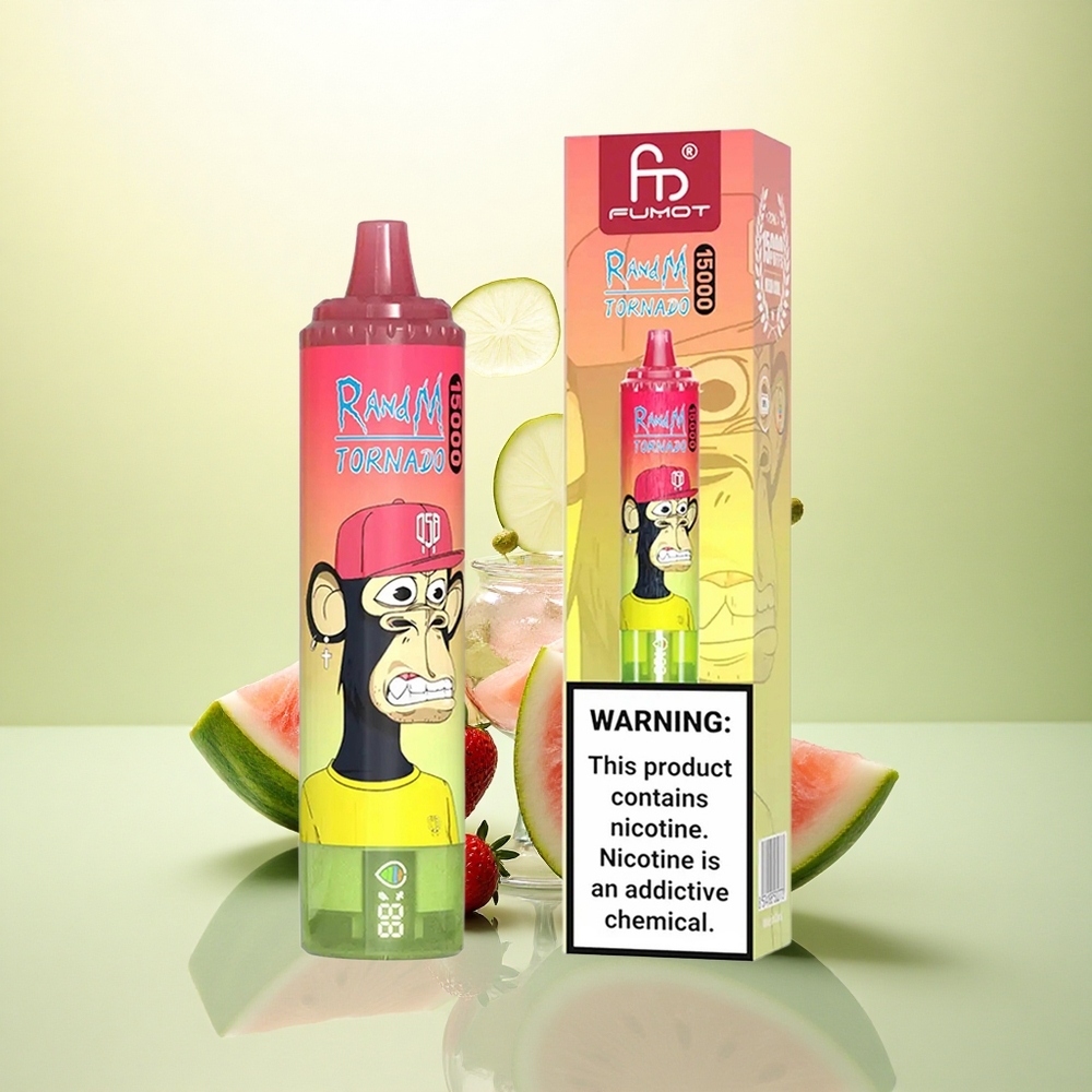 RandM Fumot Tornado 15000 Puffs Morango Melancia Limonada com 5% Nicotina e 850mAh