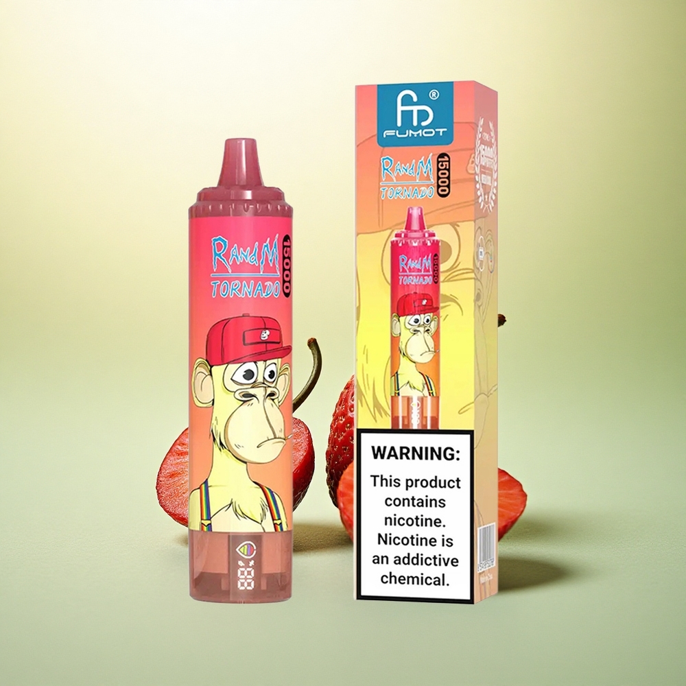 RandM Fumot Tornado 15000 Puffs Morango Red Bull 25ml 5% Nicotina