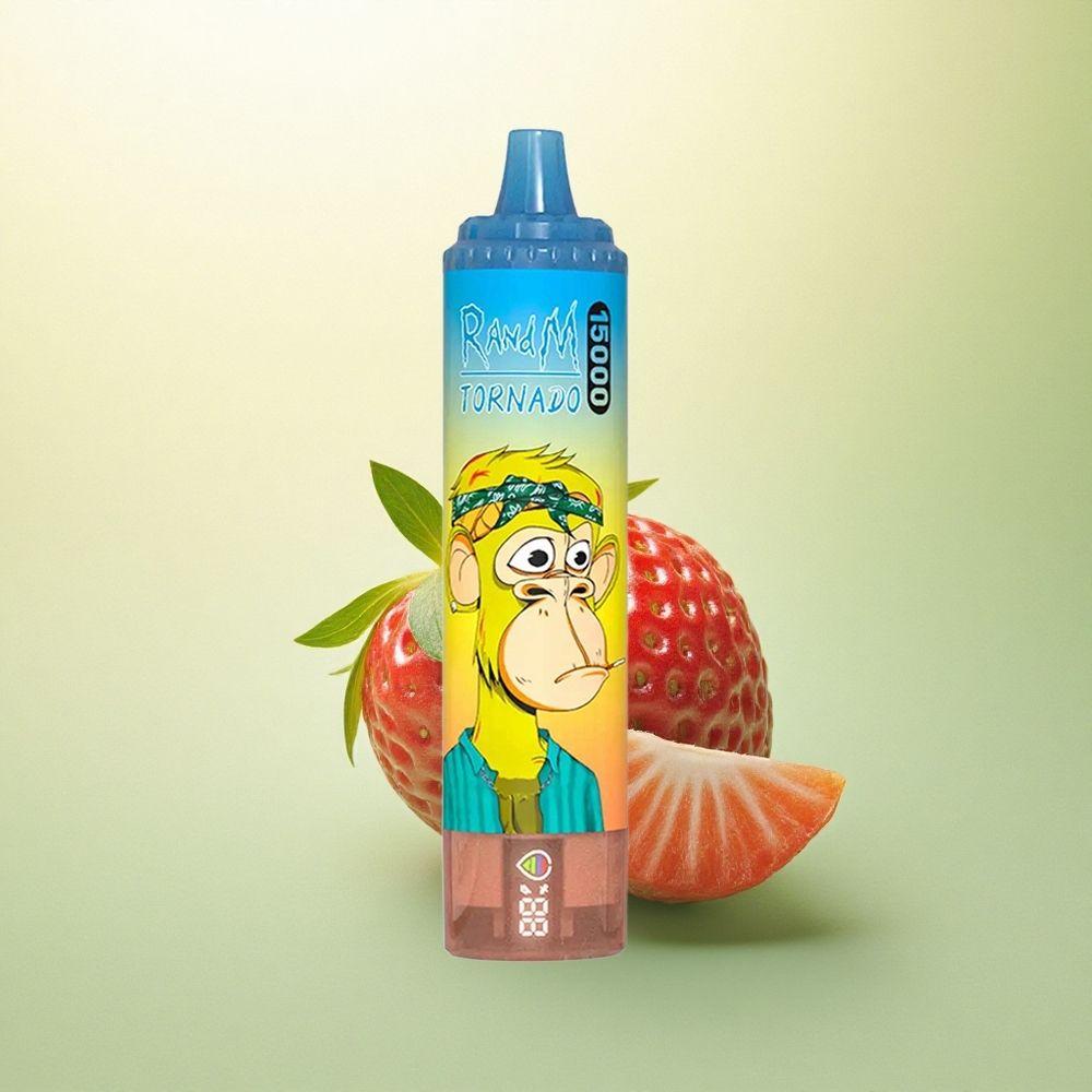 RandM Fumot Tornado 15000 Puffs Morango Tipo-C Recarregável 25ml Nicotina 5%