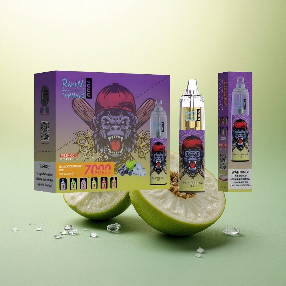 RandM Fumot Tornado 7000 Puffs Gelado de Groselha Negra com 14ML e 5% Nicotina