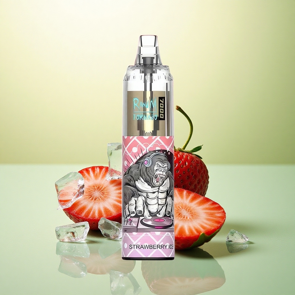 RandM Fumot Tornado 7000 Puffs Gelado de Morango 14 ML Tipo-C 850 mAh