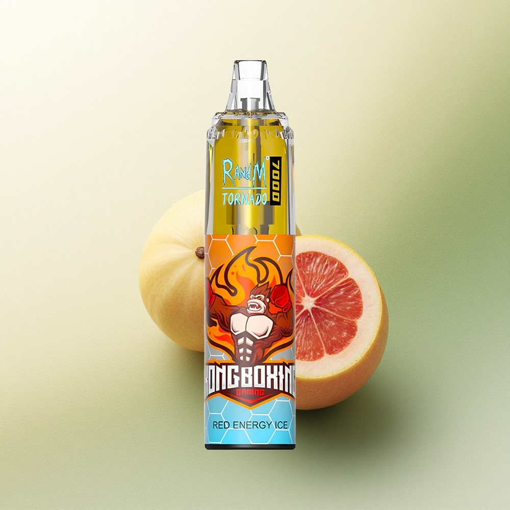 RandM Fumot Tornado 7000 Puffs Gelo Energético Vermelho com 5% Nicotina e Bobina Mesh