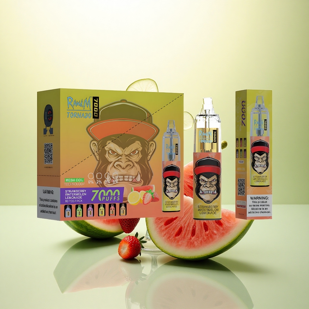 RandM Fumot Tornado 7000 Puffs Limão Morango Melancia com 850mAh e Nicotina 5%