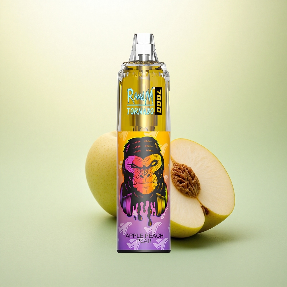 RandM Fumot Tornado 7000 Puffs Maçã Pêssego Pêra com 5% Nicotina e 850mAh