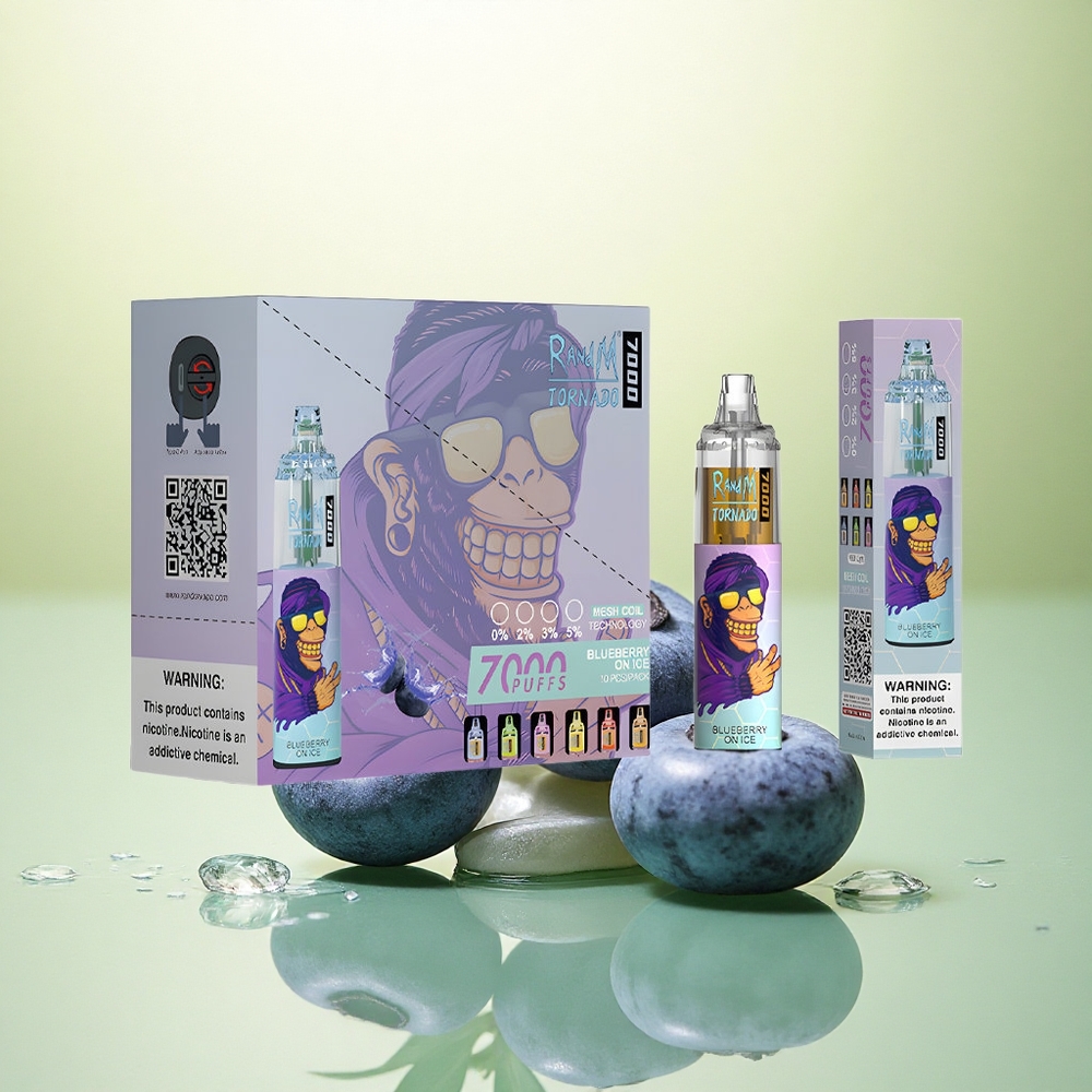 RandM Fumot Tornado 7000 Puffs Mirtilo no Gelo com 850 mAh e Nicotina 5%