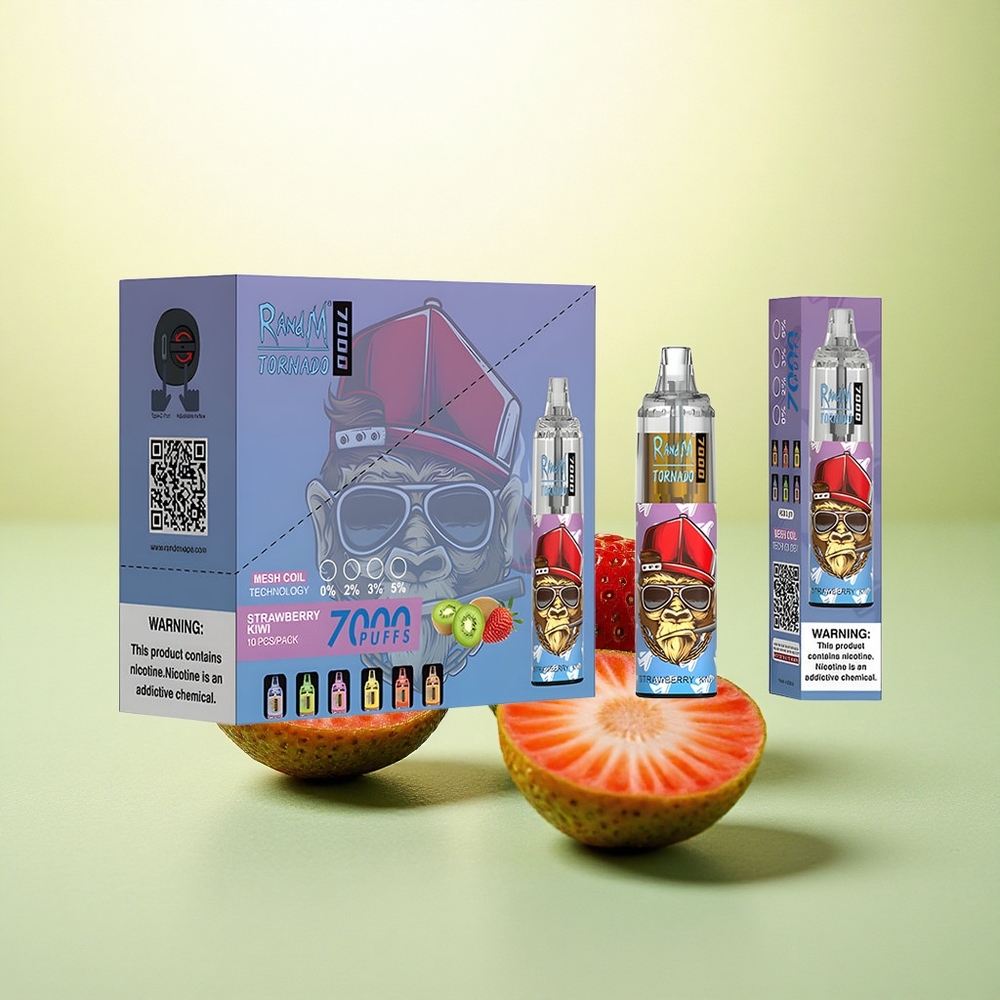 RandM Fumot Tornado 7000 Puffs Morango Kiwi Tipo-C 850mAh 5% Nicotina