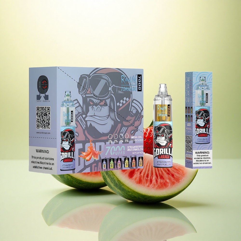 RandM Fumot Tornado 7000 Puffs Morango Melancia com 5% Nicotina e 850mAh