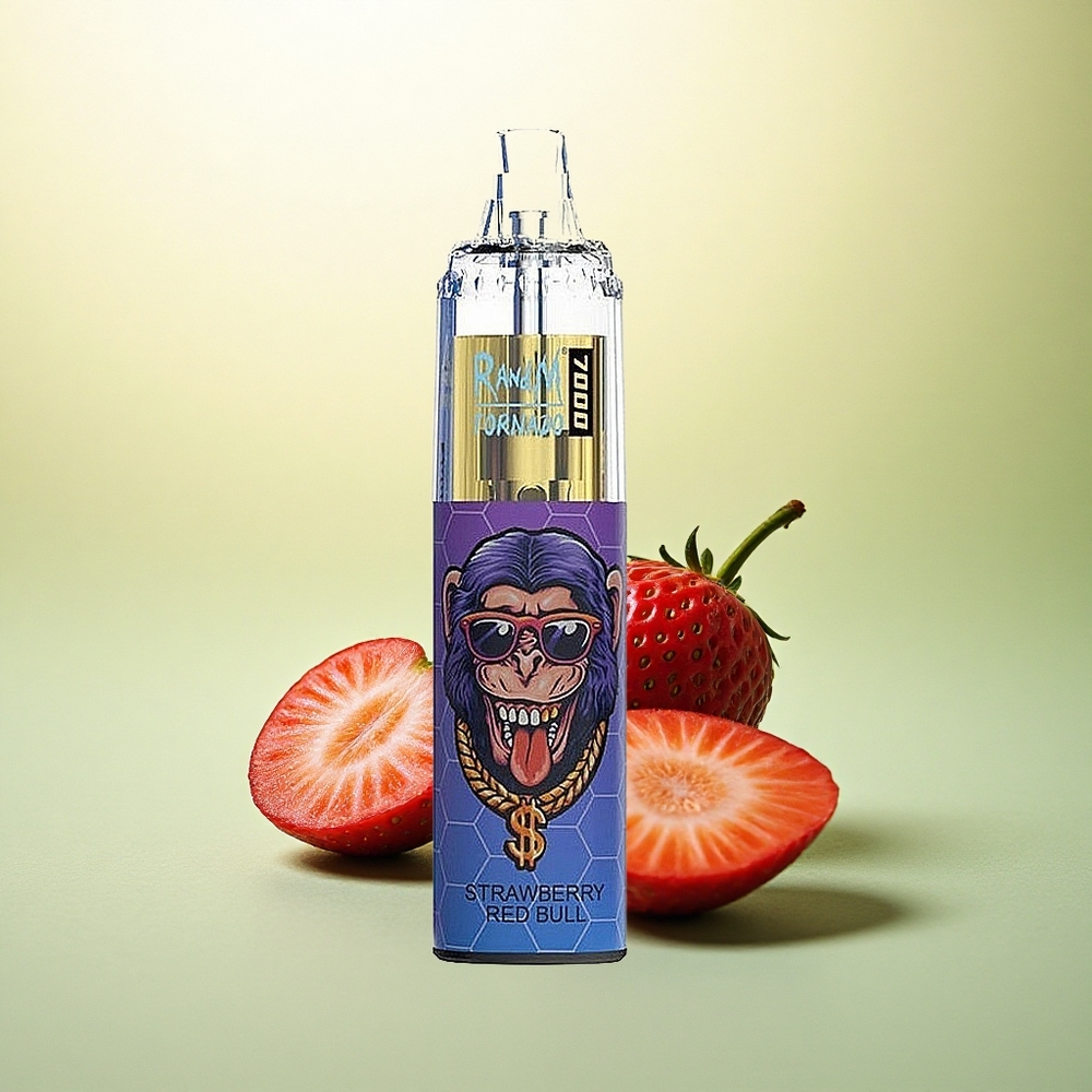 RandM Fumot Tornado 7000 Puffs Morango Red Bull 14ML Mesh 5% Nicotina