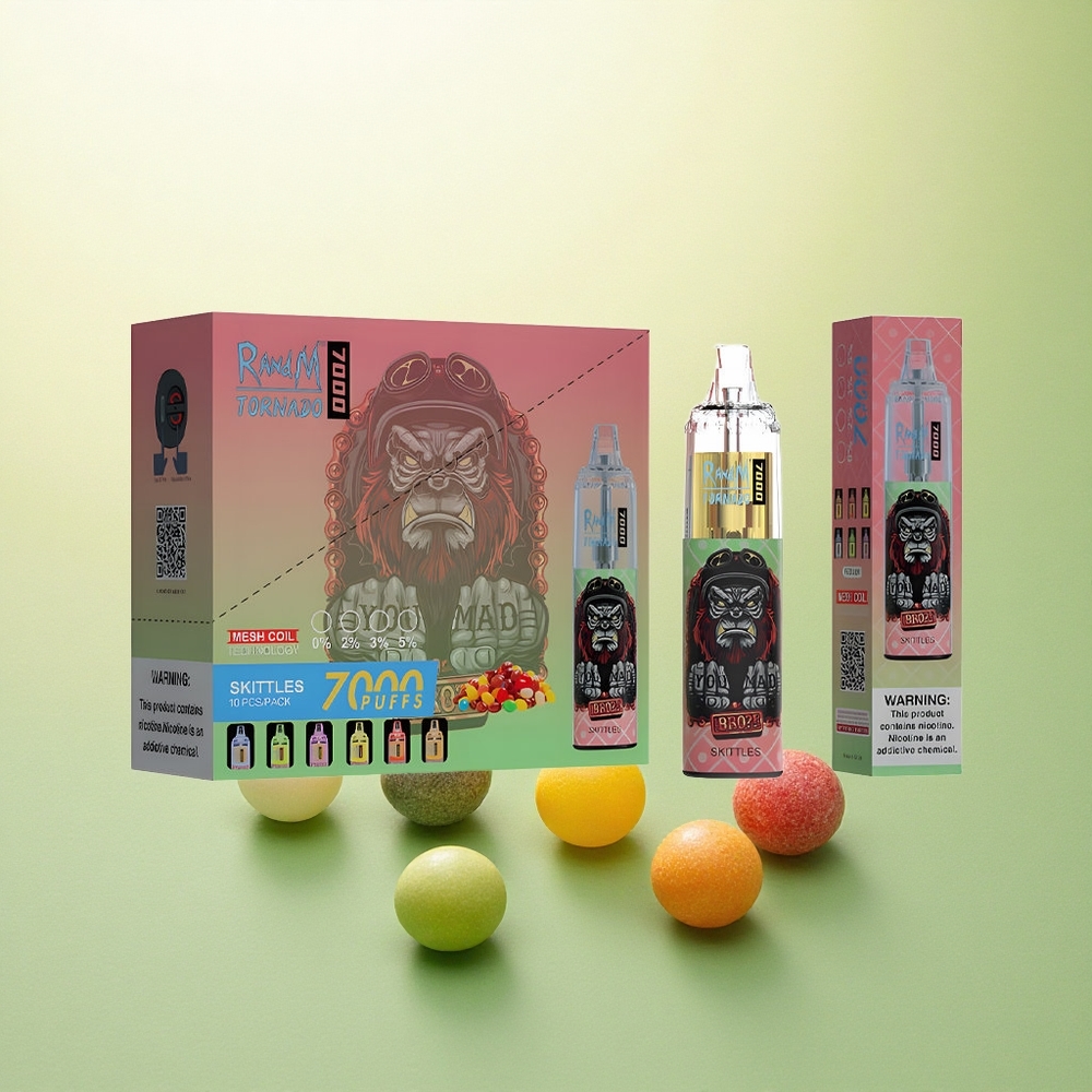 RandM Fumot Tornado 7000 Puffs Skittles Ajustável 850mAh 5% Nicotina