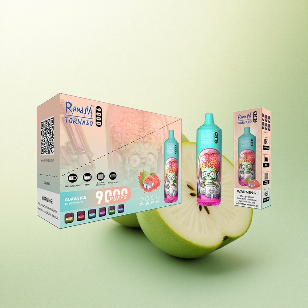 RandM Fumot Tornado 9000 Puffs Goiaba Gelada com 18 mL e Bobina Mesh